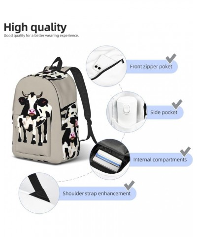 Cow Black Spot Print Unisex Canvas Bag Canvas Shoulder Pouch Pack Lightweight Backpack For Woman Lady Black Medium $21.44 Bac...