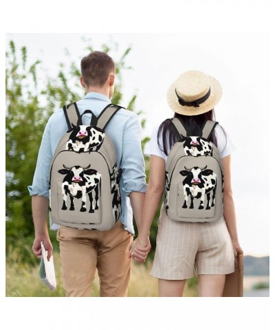 Cow Black Spot Print Unisex Canvas Bag Canvas Shoulder Pouch Pack Lightweight Backpack For Woman Lady Black Medium $21.44 Bac...