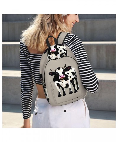 Cow Black Spot Print Unisex Canvas Bag Canvas Shoulder Pouch Pack Lightweight Backpack For Woman Lady Black Medium $21.44 Bac...