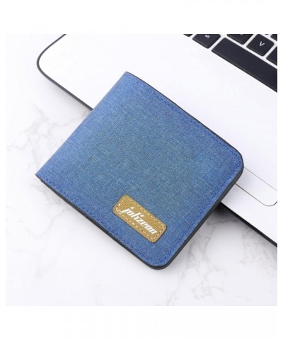 Fashion ID Short Wallet Solid Color Women Men Canvas Hasp Purse Multiple Card Slots Clutch Bag Wallet (Blue, One Size) Blue O...