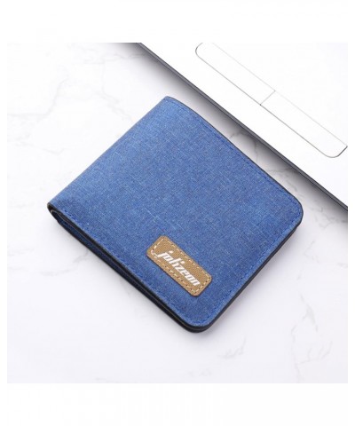 Fashion ID Short Wallet Solid Color Women Men Canvas Hasp Purse Multiple Card Slots Clutch Bag Wallet (Blue, One Size) Blue O...