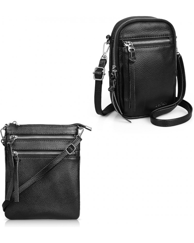 Black Small Cell Phone Wallet Purse + Small Leather Crossbody Purse for Women $27.89 Crossbody Bags