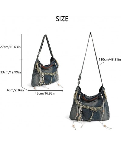 Casual Women Shoulder Bag Denim Crossbody Handbag High Capacity Female Messenger Purse Bags Black $15.07 Crossbody Bags