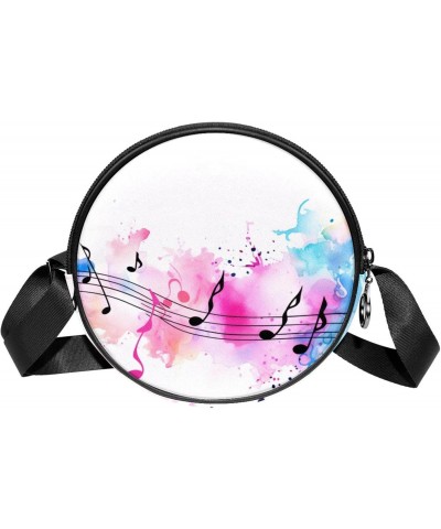 Small Crossbody Wallet for Women, Circle Crossbody Purse Handbag, abstract pattern music notes $10.03 Crossbody Bags