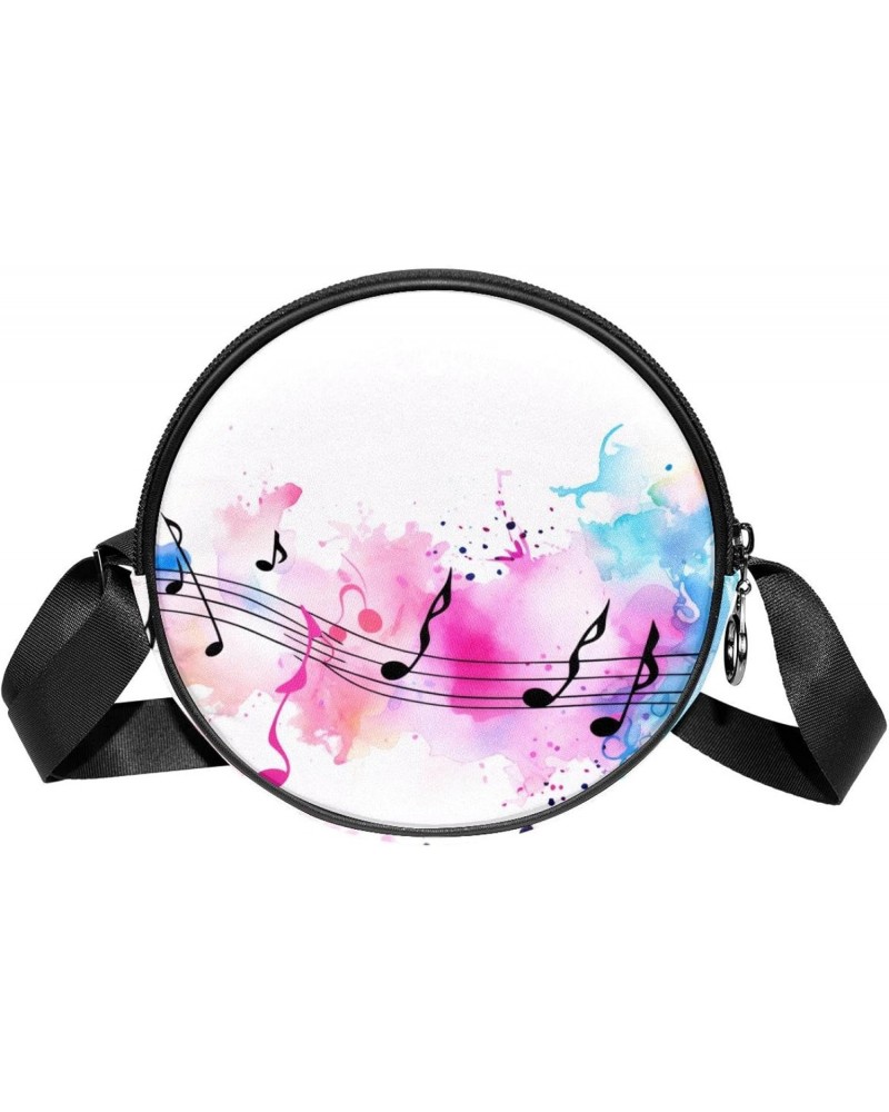 Small Crossbody Wallet for Women, Circle Crossbody Purse Handbag, abstract pattern music notes $10.03 Crossbody Bags