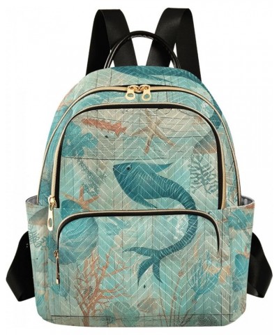 Plank Scratch Ocean Coral Penguin Women's Fashion Travel Backpack, Fashionable Women Backpack, Women's Travel Backpack, S Vin...