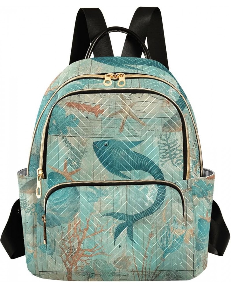 Plank Scratch Ocean Coral Penguin Women's Fashion Travel Backpack, Fashionable Women Backpack, Women's Travel Backpack, S Vin...