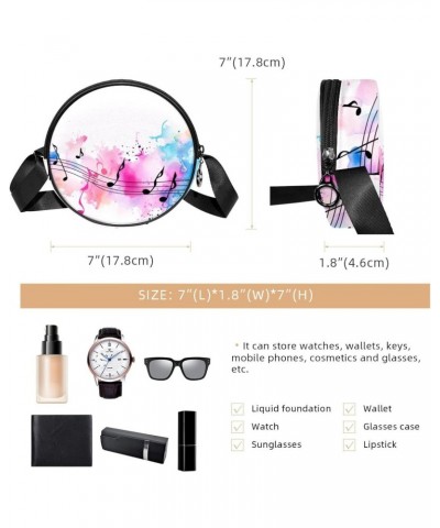 Small Crossbody Wallet for Women, Circle Crossbody Purse Handbag, abstract pattern music notes $10.03 Crossbody Bags