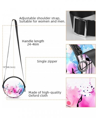 Small Crossbody Wallet for Women, Circle Crossbody Purse Handbag, abstract pattern music notes $10.03 Crossbody Bags