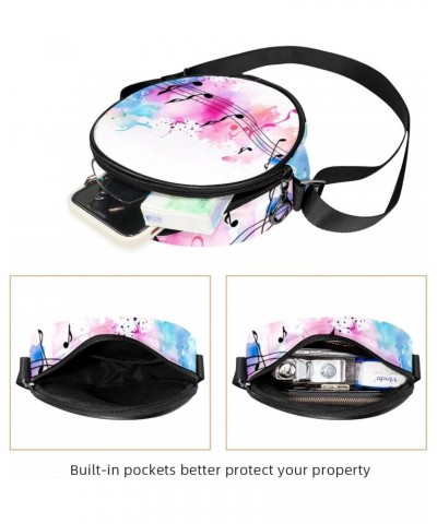 Small Crossbody Wallet for Women, Circle Crossbody Purse Handbag, abstract pattern music notes $10.03 Crossbody Bags