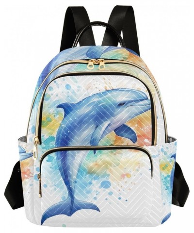 Quilted Backpack Purse Easter Bunny and Eggs Watercolor Mini Womens Backpack Travel Backpack Dolphin Watercolor Medium $17.49...