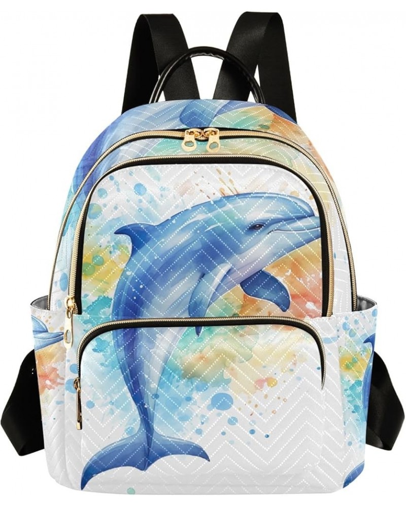 Quilted Backpack Purse Easter Bunny and Eggs Watercolor Mini Womens Backpack Travel Backpack Dolphin Watercolor Medium $17.49...