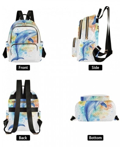 Quilted Backpack Purse Easter Bunny and Eggs Watercolor Mini Womens Backpack Travel Backpack Dolphin Watercolor Medium $17.49...