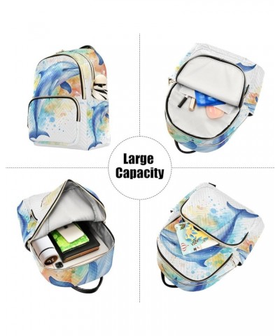 Quilted Backpack Purse Easter Bunny and Eggs Watercolor Mini Womens Backpack Travel Backpack Dolphin Watercolor Medium $17.49...