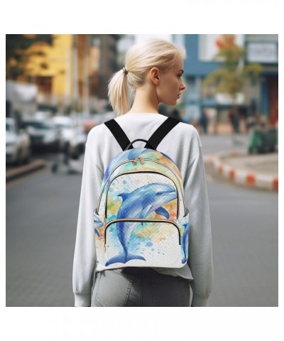 Quilted Backpack Purse Easter Bunny and Eggs Watercolor Mini Womens Backpack Travel Backpack Dolphin Watercolor Medium $17.49...