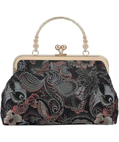 Women Elegant Purse Chinese Handmade Classical Embroidery Purse Black Butterfly $18.87 Clutches