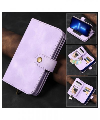 for Google Pixel 6 Phone Case Protector Multi Card Zipper Wallet Insert Card Oblique Straddle Bag Pixel 7 PRO Purple $20.16 T...