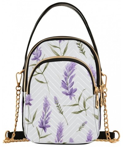 Quilted Crossbody Bags for Women,Lavender Purple Flowers02 Women's Crossbody Handbags Small Travel Purses Phone Bag $10.12 Cr...