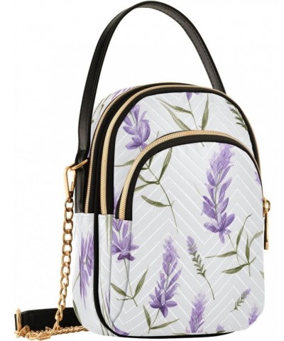 Quilted Crossbody Bags for Women,Lavender Purple Flowers02 Women's Crossbody Handbags Small Travel Purses Phone Bag $10.12 Cr...