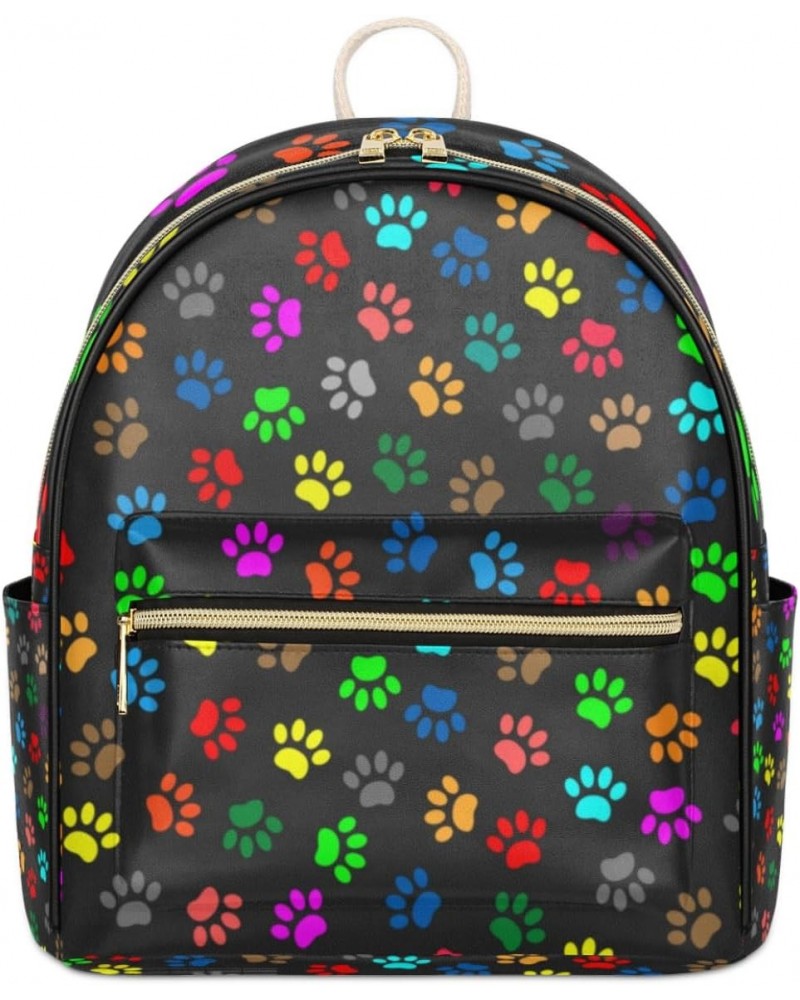 Paw Prints Cute Mini Backpack Purse for Women Small Casual Daypacks Pu Leather Bookbag Fashion Paw Back Packs Anti Theft Trav...