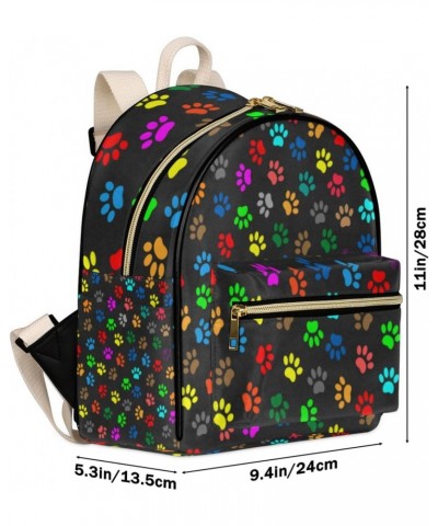 Paw Prints Cute Mini Backpack Purse for Women Small Casual Daypacks Pu Leather Bookbag Fashion Paw Back Packs Anti Theft Trav...