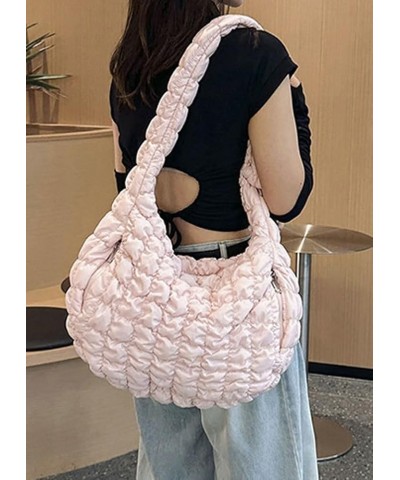 Women Quilted Tote Bag Large Capacity Crossbody Puffer Lightweight Padding Shoulder Bag Hobo Satchel Handbag Zip Purse Rose $...