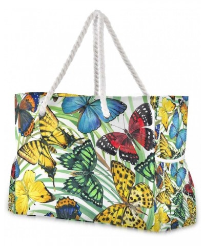 Women's Shoulder Tote Bag Beach Bag Handbag with Pocket Polyester Sunflower Printed Butterfly Beach Tote 3 $22.22 Shoulder Bags