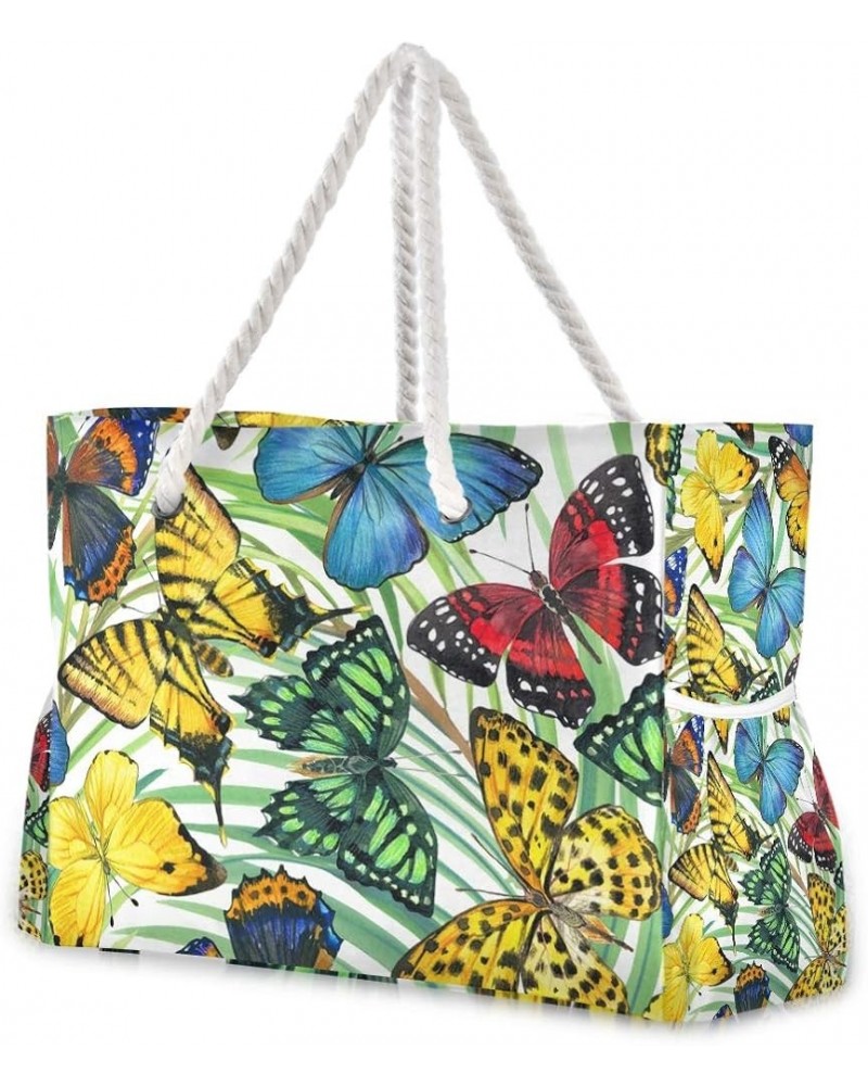 Women's Shoulder Tote Bag Beach Bag Handbag with Pocket Polyester Sunflower Printed Butterfly Beach Tote 3 $22.22 Shoulder Bags