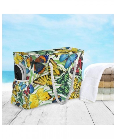 Women's Shoulder Tote Bag Beach Bag Handbag with Pocket Polyester Sunflower Printed Butterfly Beach Tote 3 $22.22 Shoulder Bags