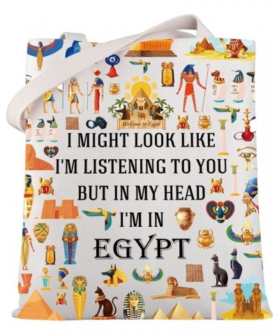 Egypt Travel Tote Bag Egyptian Pyramids Travel Shoulder Bag Ancient Egypt Theme Bag Egypt Welcome Gift for Egypt Lover I'm in...