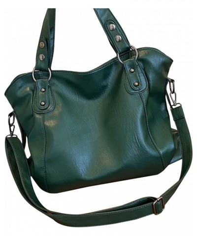 Women Casual Bag Stylish Leather Bag Plain Design Handbag Simple Retro Shoulder Bag Tote Bag with Adjustable Strap Green $13....