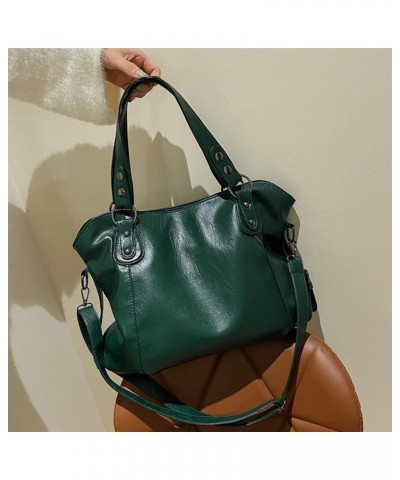 Women Casual Bag Stylish Leather Bag Plain Design Handbag Simple Retro Shoulder Bag Tote Bag with Adjustable Strap Green $13....