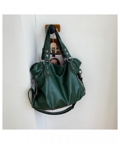 Women Casual Bag Stylish Leather Bag Plain Design Handbag Simple Retro Shoulder Bag Tote Bag with Adjustable Strap Green $13....