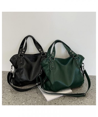 Women Casual Bag Stylish Leather Bag Plain Design Handbag Simple Retro Shoulder Bag Tote Bag with Adjustable Strap Green $13....