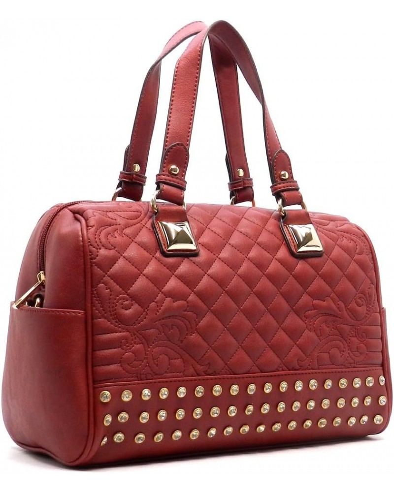 Designer inspire bling quilted Rhinestone Shoulder bag handbag boxer purse Red $31.47 Shoulder Bags