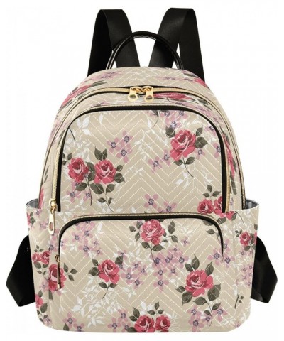 Red Rose Flowers Vinatge Women Backpack Purse Ladies Fashion Shoulder Bag Daypack Travel Bag 10L Medium $20.99 Backpacks