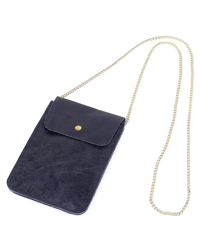 Phone Messenger Bag Female Fashion First Layer Oil Wax Leather Small Chain Crossbody Shoulder Bag Royal Blue $15.55 Shoulder ...