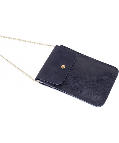 Phone Messenger Bag Female Fashion First Layer Oil Wax Leather Small Chain Crossbody Shoulder Bag Royal Blue $15.55 Shoulder ...