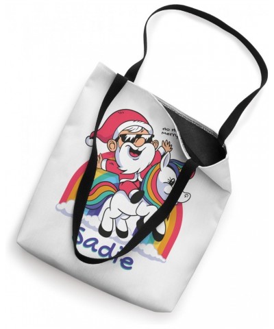 Sadie Name Personalized Santa Claus Unicorn Rainbow Xmas Tote Bag $12.28 Totes