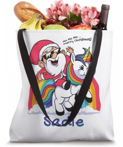 Sadie Name Personalized Santa Claus Unicorn Rainbow Xmas Tote Bag $12.28 Totes