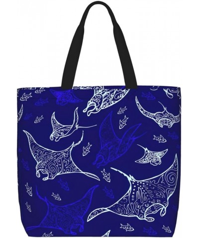 Cute Horse Print Fashion Tote Bag,Travel Handbag For Women, Hobo Bags, Work Shoulder Bags Crossbody Bag Manta Ray and Fish $1...