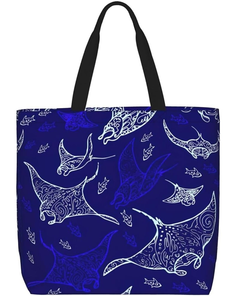 Cute Horse Print Fashion Tote Bag,Travel Handbag For Women, Hobo Bags, Work Shoulder Bags Crossbody Bag Manta Ray and Fish $1...