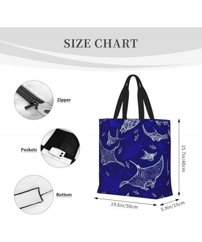 Cute Horse Print Fashion Tote Bag,Travel Handbag For Women, Hobo Bags, Work Shoulder Bags Crossbody Bag Manta Ray and Fish $1...