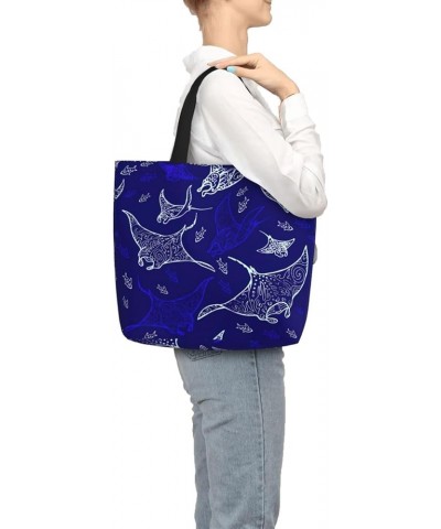 Cute Horse Print Fashion Tote Bag,Travel Handbag For Women, Hobo Bags, Work Shoulder Bags Crossbody Bag Manta Ray and Fish $1...