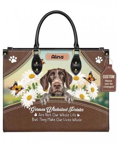 Personalized German Wirehaired Pointer Dog Handbags, Custom Name Dog Leather Bags, Purses, Shoulder Bag, Gift For Dog Mom Sty...