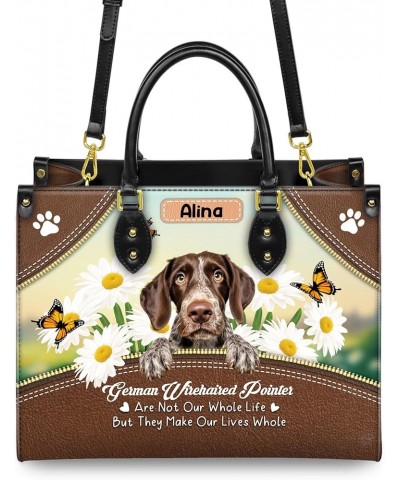 Personalized German Wirehaired Pointer Dog Handbags, Custom Name Dog Leather Bags, Purses, Shoulder Bag, Gift For Dog Mom Sty...