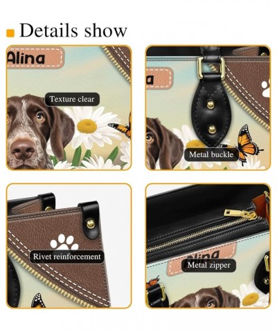 Personalized German Wirehaired Pointer Dog Handbags, Custom Name Dog Leather Bags, Purses, Shoulder Bag, Gift For Dog Mom Sty...