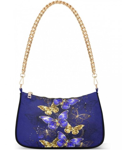 Purple Golden Butterflies Shoulder Bag for Women Shoulder Handbags with Zipper Closure Mini Shoulder Purse Crossbody Bags for...