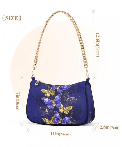 Purple Golden Butterflies Shoulder Bag for Women Shoulder Handbags with Zipper Closure Mini Shoulder Purse Crossbody Bags for...