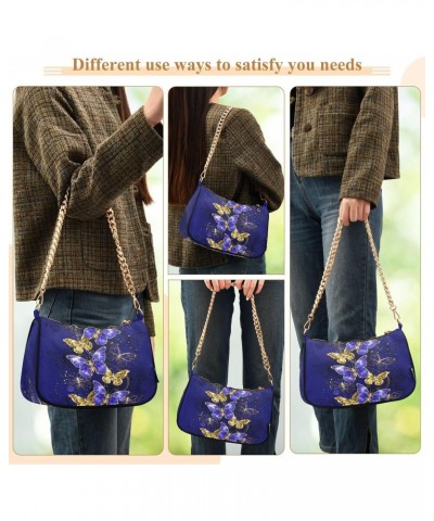 Purple Golden Butterflies Shoulder Bag for Women Shoulder Handbags with Zipper Closure Mini Shoulder Purse Crossbody Bags for...